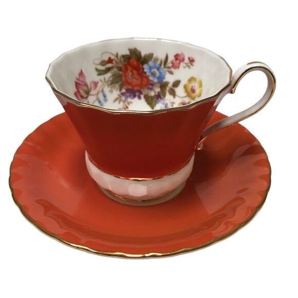 Ansley Floral Bone China Teacup and Saucer - Picture 1 of 11